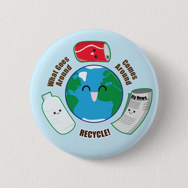 Recycle 6 Cm Round Badge (Front)
