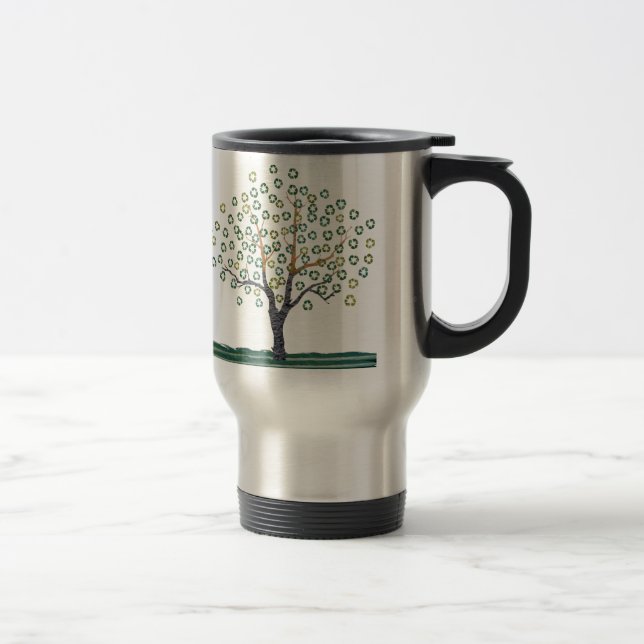 Recycle Art Recycle Tree Travel Mug - Stainless (Right)