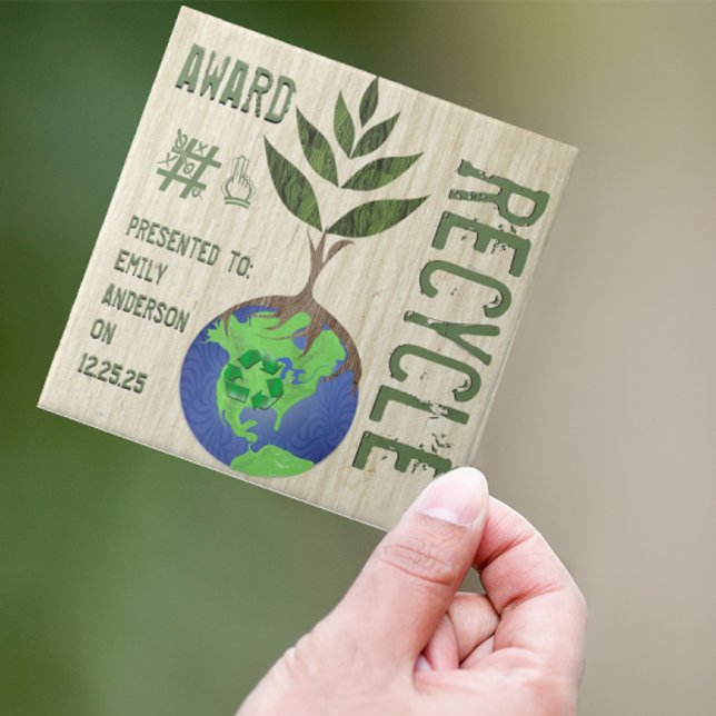 Recycle Award Tree Earth Globe Wood Grain Tile (Creator Uploaded)