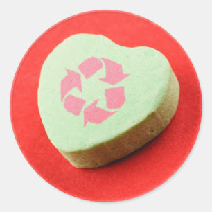 Recycle Candy Heart Classic Round Sticker