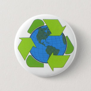recycle earth 6 cm round badge