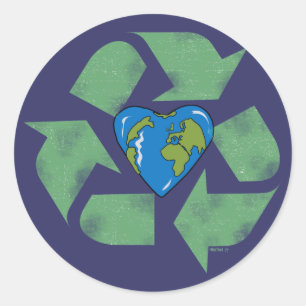 Recycle Earth Heart Sticker