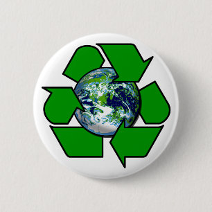 Recycle for Planet Earth 6 Cm Round Badge