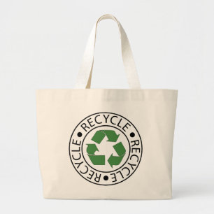 Recycle Green Ceter Logo Large Tote Bag