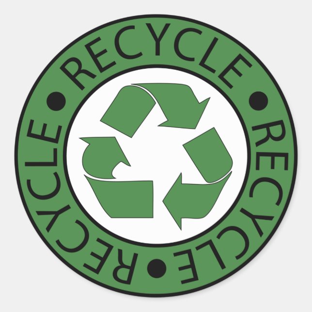 Recycle Green Logo BK Letters Classic Round Sticker (Front)