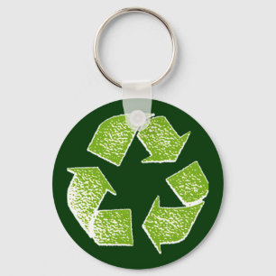 recycle green sign key ring