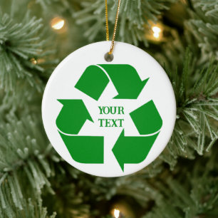 Recycle Green Symbol Photo Christmas Ceramic Tree Decoration