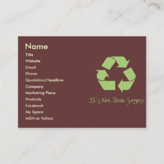 Recycle it's Easy Contact or Business Card