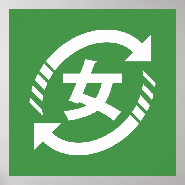 Recycle Japanese Girls | Kanji Nihongo Sign (Front)
