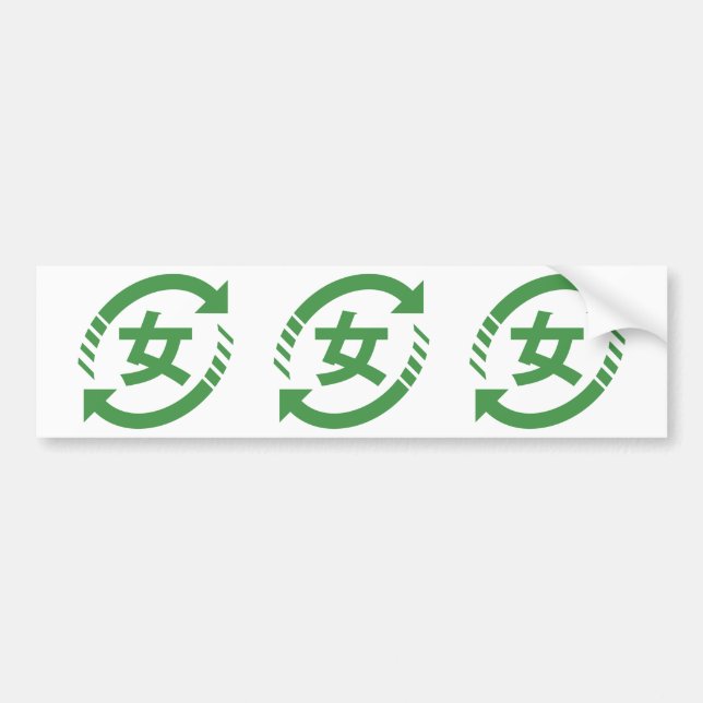 Recycle Japanese Girls | Kanji Nihongo Sign Bumper Sticker (Front)