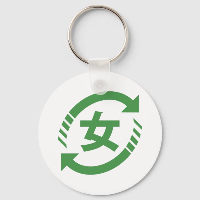Recycle Japanese Girls | Kanji Nihongo Sign Key Ring (Front)