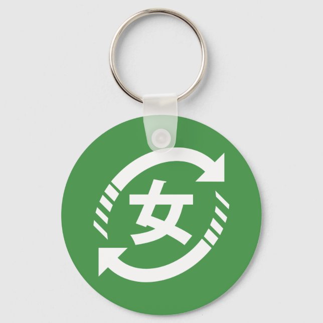 Recycle Japanese Girls | Kanji Nihongo Sign Key Ring (Front)