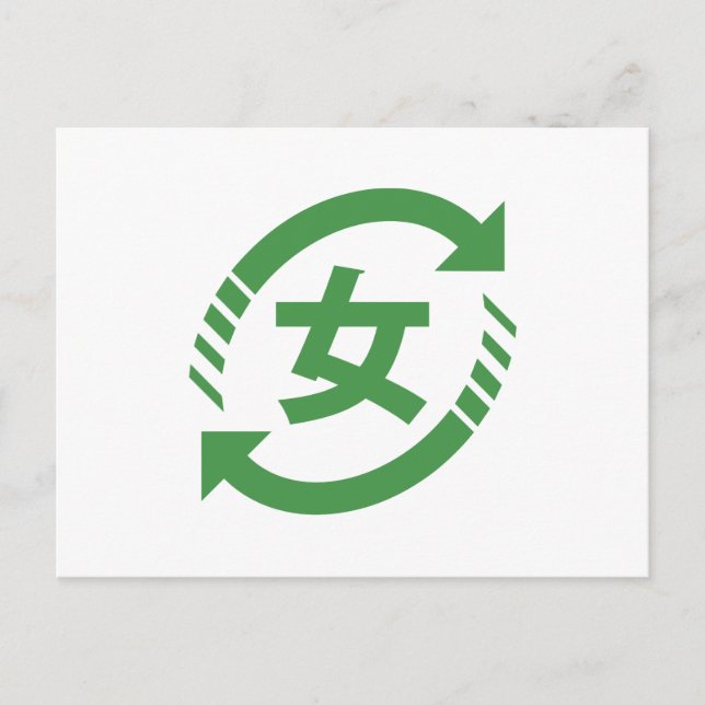 Recycle Japanese Girls | Kanji Nihongo Sign Postcard (Front)