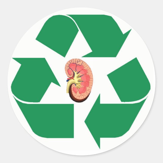 Recycle kidney classic round sticker (Front)