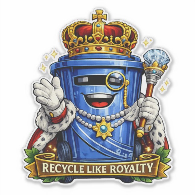 Recycle Like Royalty - Wheelie Bin Sticker (Front)