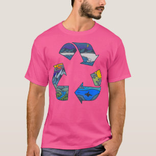 Recycle Logo Nature Illustration Baseball Sleeve T-Shirt