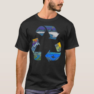Recycle Logo Nature Illustration Baseball Sleeve T-Shirt