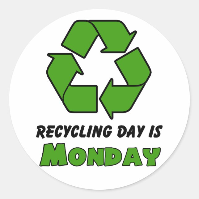Recycle Monday Classic Round Sticker (Front)