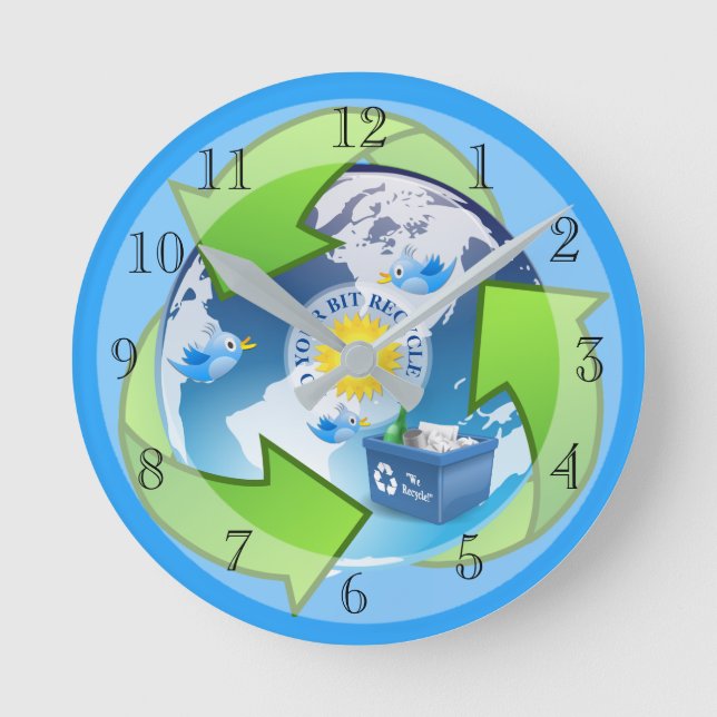 Recycle Motivational Slogan Round Clock (Front)
