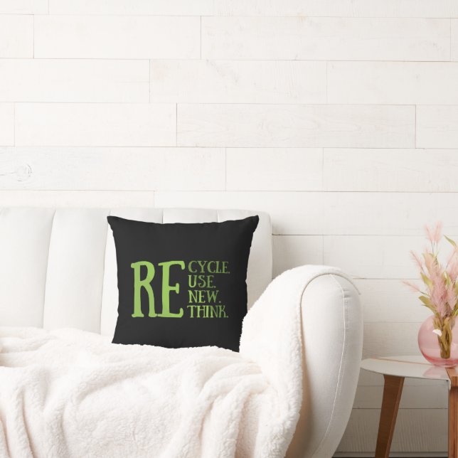 Recycle reduce reuse renew rethink cushion (Couch)