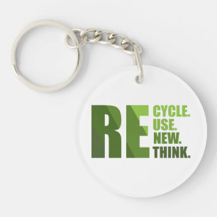 Recycle reduce reuse renew rethink key ring