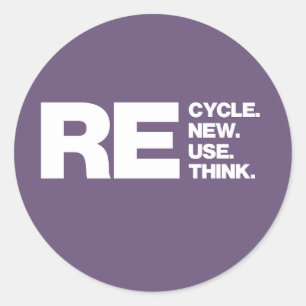 Recycle Renew Reuse Rethink (Ewaste - Plum) Classic Round Sticker