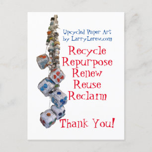 Recycle, Repurpose, Renew, Reuse, Reclaim, Thanks Postcard