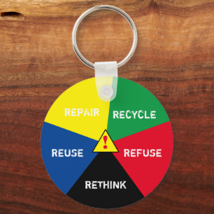 Recycle, ReUse, ReFuse, Rethink ! 2 Save Planet Key Ring