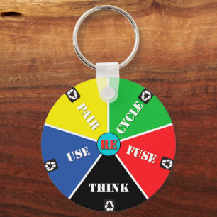 Recycle, ReUse, ReFuse, Rethink - Save Planet Key Ring