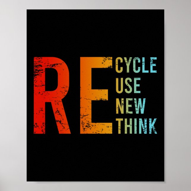 Recycle Reuse Renew Rethink Activism Environmental Poster (Front)