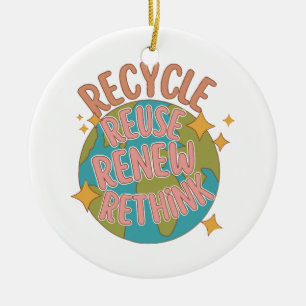 Recycle reuse Renew rethink  Ceramic Tree Decoration