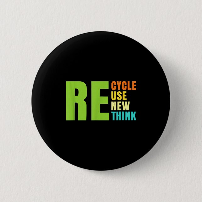 Recycle Reuse Renew Rethink Crisis Environmental A 6 Cm Round Badge (Front)