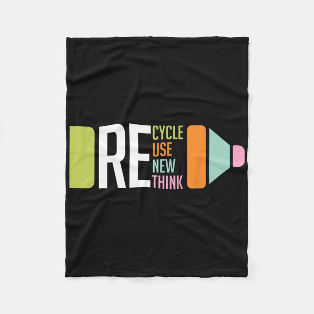Recycle Reuse Renew Rethink Crisis Environmental A Fleece Blanket (Front)