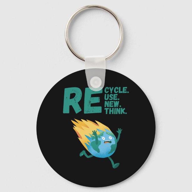 Recycle Reuse Renew Rethink Earth Day Activism 1  Key Ring (Front)