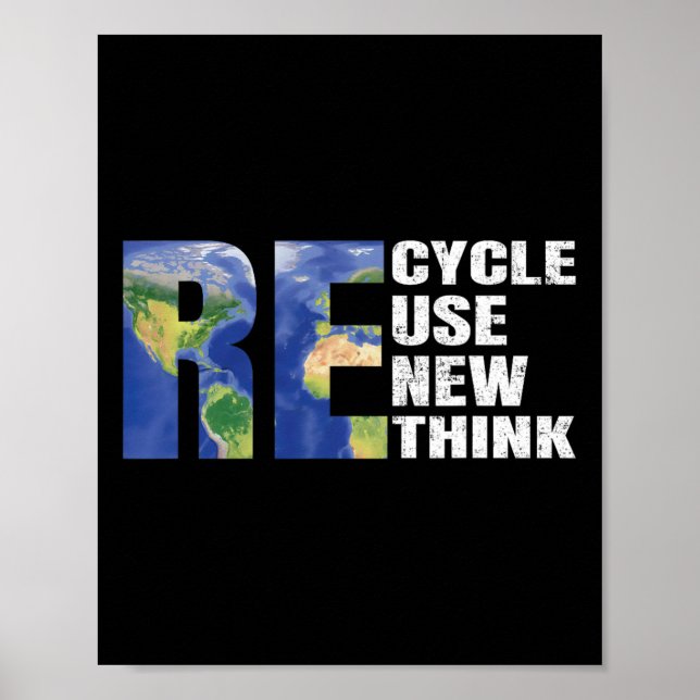 Recycle Reuse Renew Rethink Earth Day Eco Awarenes Poster (Front)