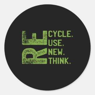 Recycle Reuse Renew Rethink Earth Day Environmenta Classic Round Sticker