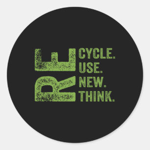 Recycle Reuse Renew Rethink Earth Day Environmenta Classic Round Sticker