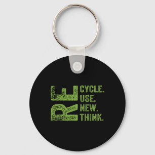 Recycle Reuse Renew Rethink Earth Day Environmenta Key Ring