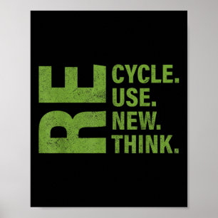 Recycle Reuse Renew Rethink Earth Day Environmenta Poster