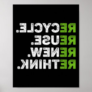 Recycle Reuse Renew Rethink Earth Day Environmenta Poster