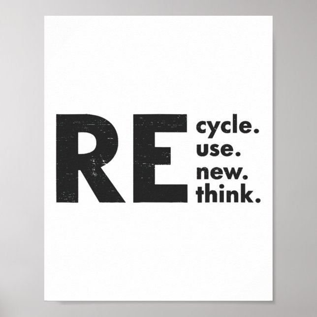 Recycle Reuse Renew Rethink Earth Day Environmenta Poster (Front)