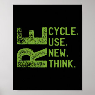 Recycle Reuse Renew Rethink Earth Day Environmenta Poster