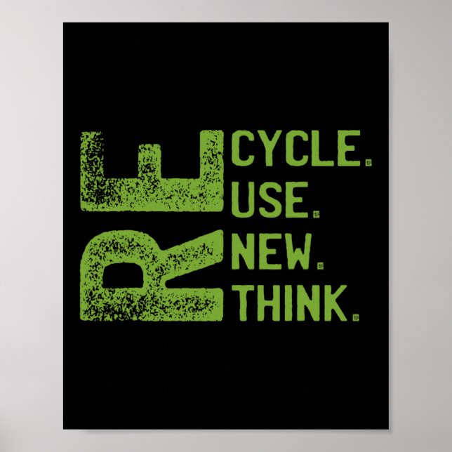 Recycle Reuse Renew Rethink Earth Day Environmenta Poster (Front)