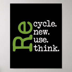 Recycle Reuse Renew Rethink Earth Day Environmenta Poster