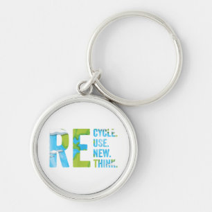Recycle Reuse Renew Rethink For Earth's Day 2023 Key Ring