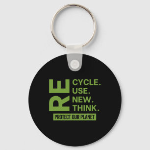 Recycle Reuse Renew Rethink Protect Our Planet Ear Key Ring