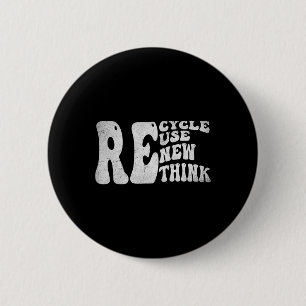 Recycle Reuse Renew Rethink Retro Groovy Earth Day 6 Cm Round Badge