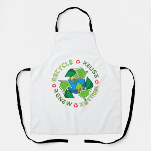 Recycle, Reuse, Renew, Rethink. Save Planet Earth Apron