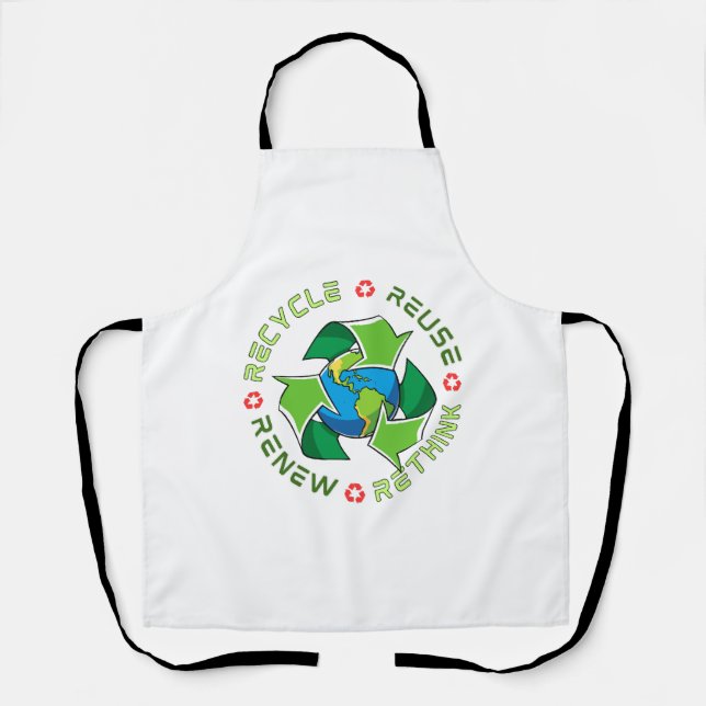 Recycle, Reuse, Renew, Rethink. Save Planet Earth Apron (Front)