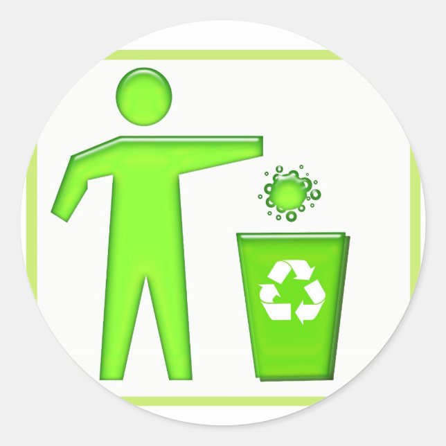 Recycle Symbol Classic Round Sticker (Front)